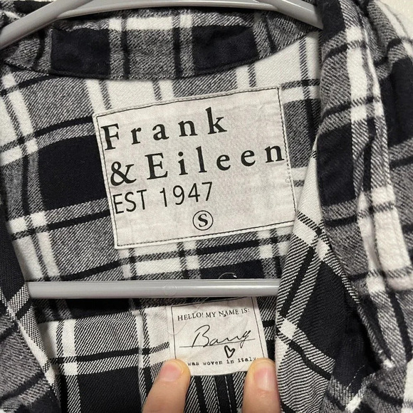 Frank & Eileen Barry Black‎ White Flannel Plaid Tailored Button Up Shirt - Picture 3 of 7